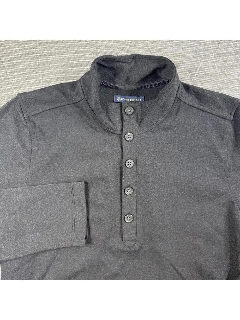 Brooks Brothers Shirt Men's M Black Mid-Layer Stretch Button